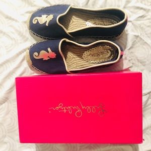 Lilly Pulitzer Navy Seahorse Espadrilles, size 9
